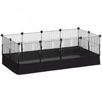 PawHut 12 Panels Small Animal Cage with Waterproof Mat, DIY C&C Cage for Guinea Pigs, Rabbits, Hedgehogs, Animal Playpen with Door, 47.2