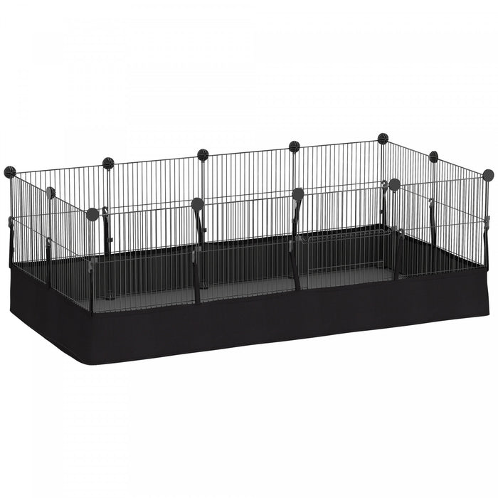 PawHut 12 Panels Small Animal Cage with Waterproof Mat, DIY C&C Cage for Guinea Pigs, Rabbits, Hedgehogs, Animal Playpen with Door, 47.2\" x 23.6\" x 15.7\"