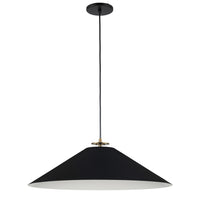 Dainolite Prudence 1 Light Pendant Aged Brass Finish Matte Black Shade Lamp