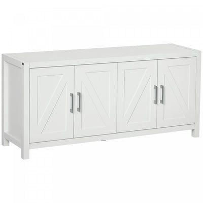HOMCOM Farmhouse Kitchen Sideboard TV Cabinet Stand for TVs up to 65" White