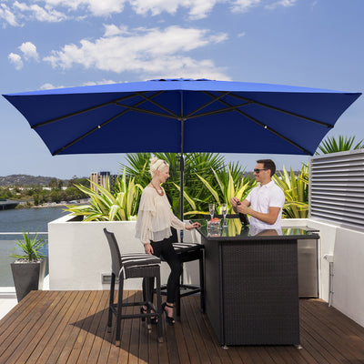 Costway 10'x13' Patio Offset Cantilever Umbrella Aluminum 360° Rotation Tilt Navy