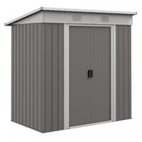 Outsunny 6' X 4' Metal Outdoor Storage Shed W/ Sliding Doors Light Grey