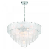 Bianca 19 Light Chandelier, Polished Nickel, Crystalline With Piastra Type Glassware Lamp 