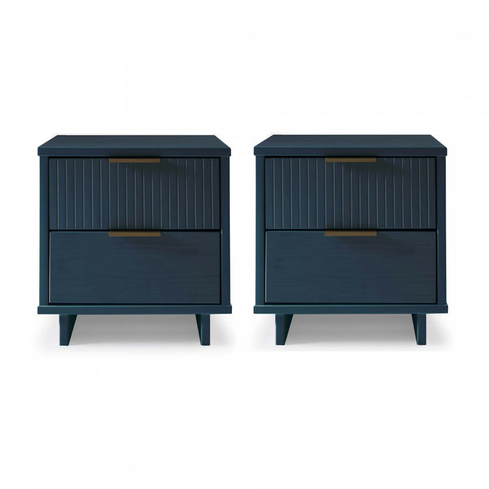 Granville Modern 18\" Nightstand in Midnight Blue (2-Drawer) - Set of 2