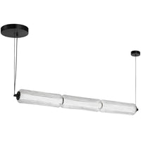 Dainolite Ramona LED Horizontal Pendant 30w Matte Black Clear Fluted Glass Lamp