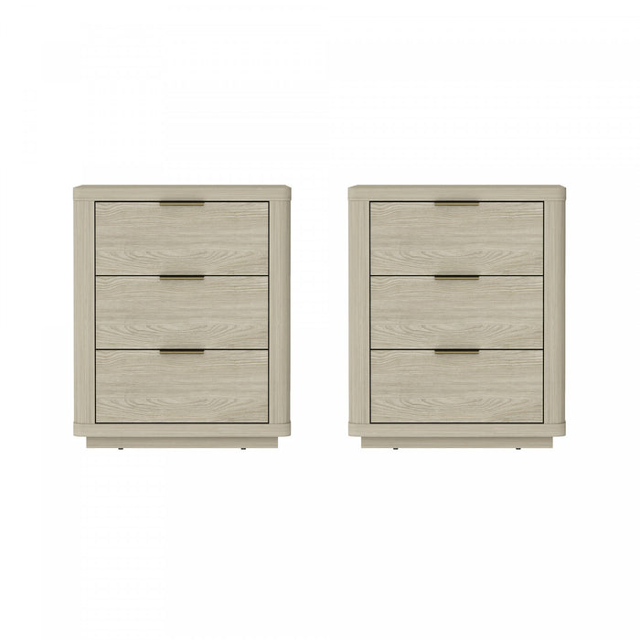 Evelyn Modern 20\" Nightstand in Natural (3-Drawer) - Set of 2