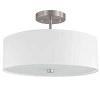 Dainolite Everly 3 Light Semi-flush Mount Satin Chrome Finish White Shade Lamp