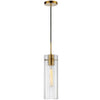 Dainolite Patia 1 Light Pendant Aged Brass Clear Fluted Glass Lamp