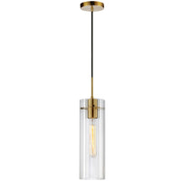 Dainolite Patia 1 Light Pendant Aged Brass Clear Fluted Glass Lamp
