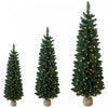 HOMCOM Artificial Pencil Christmas Tree Set of 3, PVC Tips, 3/4/5 ft, Green