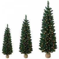HOMCOM Artificial Pencil Christmas Tree Set of 3, PVC Tips, 3/4/5 ft, Green