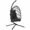 Outsunny Hanging Egg Chair with Stand, Foldable Swing Chair, Black