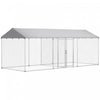 Pawhut Outdoor Dog Kennel With Two Rooms, Heavy Duty Dog Run Outdoor Fence Cage With Waterproof Uv-resistant Cover, Escape-proof Lock, 19.7' X 7.5' X 7.5'