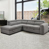 Keane 101 in. Fabric Sleeper Sectional with Storage Chaise and Adjustable Headrests - Grey | Keane 101 po. Sectionnel-lit en tissu avec chaise longue de rangement et appuie-tetes reglables - Gris