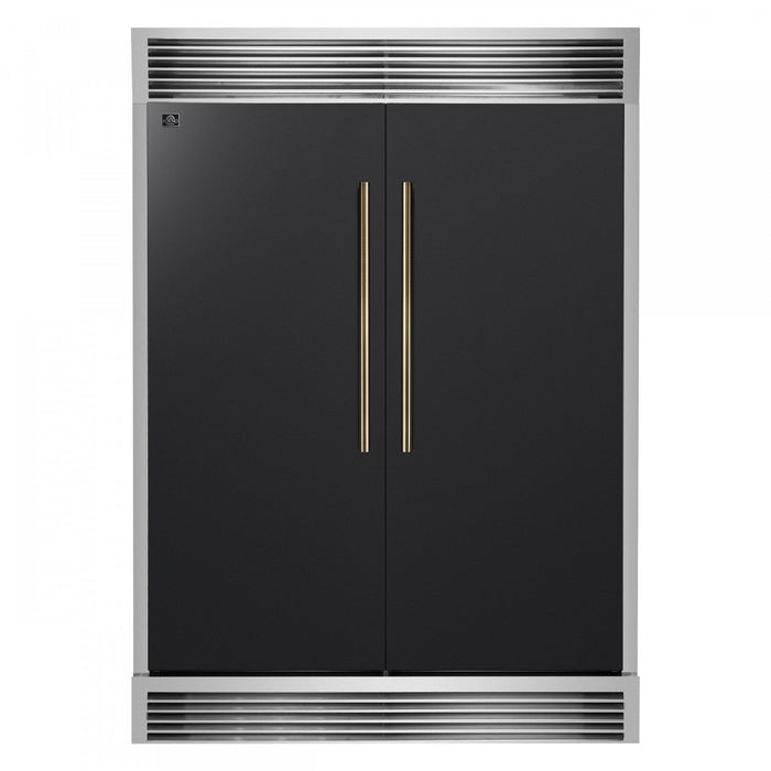 Forno Maderno 60 Inch Convertible Refrigerator/Freezer in Black, Trim Grill, 27.2 cu.ft - FFFFD1722-60SG-BLK