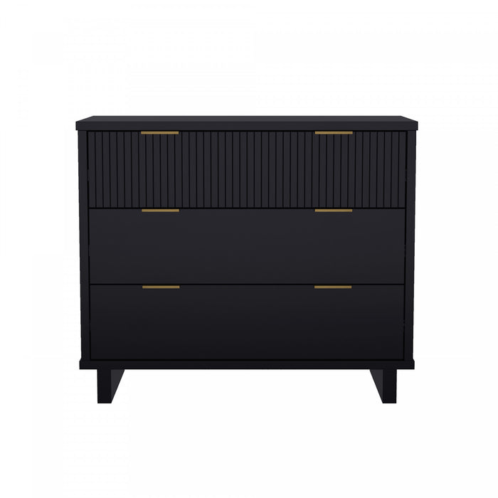 Elara Contemporary 38\" Solid Wood Dresser in Black (3-Drawer)
