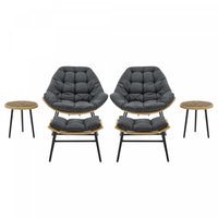 Benson Modern 3-Piece Lounge Chair Set in Gray - Set of 6 