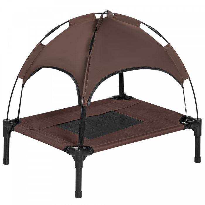Pawhut Elevated Dog Bed With Canopy, Portable Raised Dog Cot For S Sized Dogs, Indoor & Outdoor, 25\" X 18\" X 24\", Coffee