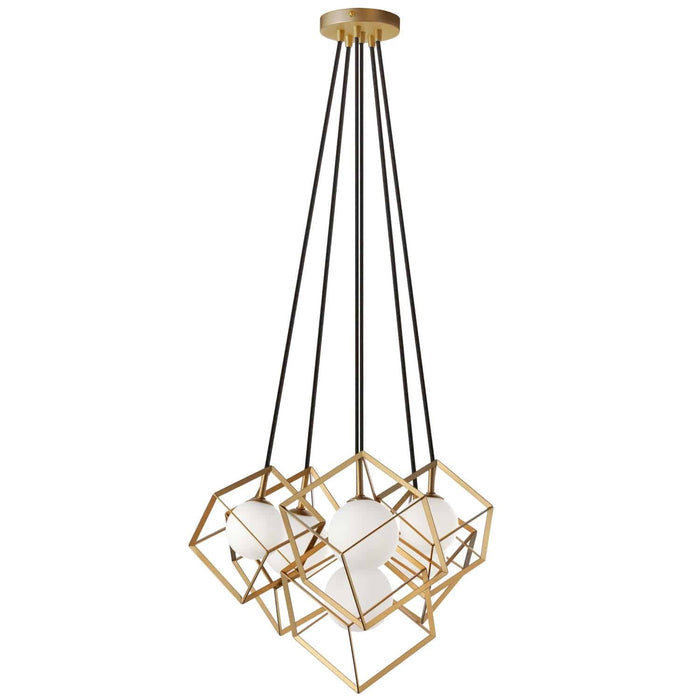 Dainolite Thomson 6 Light Pendant Gold Finish Opal White Glass Lamp