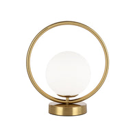 Dainolite Adrienna 1 Light Table Lamp Aged Brass Finish White Opal Glass