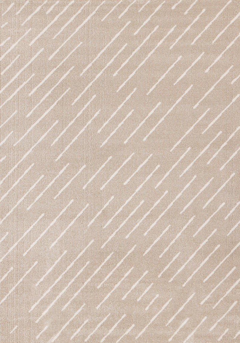 Diagonal Pattern Cream Rug Covington Beige Cream Diagonal Rain Streaks Design Rug, 6'7
