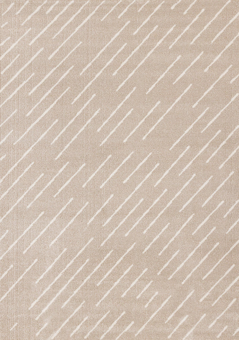 Covington Beige Cream Diagonal Rain Streaks Design Rug, 6'7\" x 9'10\" Indoor Area Rug