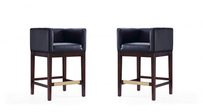 Kingsley Mid-Century Modern Wood Upholstered Counter Stool in Black - Set of 2 | Tabouret de comptoir Kingsley style milieu du siecle en bois et tissu, noir – Lot de 2