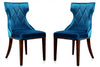 Manhattan Comfort Set of 2 Reine Cobalt Velvet Dining Chairs - Blue & Walnut