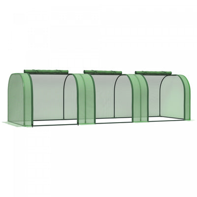Outsunny 9.7' X 3.3' X 2.5' Pe Mini Tunnel Greenhouse Garden Green Grow Shed Portable Plant Flower W|Outsunny Serre Mini-tunnel Avec Couverture En Polyethylene Pour Le Jardin