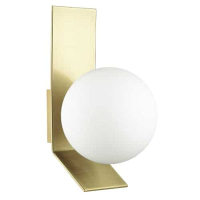 Dainolite Valemont 1 Light Wall Sconce Large Aged Brass Opal White Glass Lamp|Grande applique murale Valemont de Dainolite en verre blanc opale, avec fini laiton vieilli et 1 ampoule