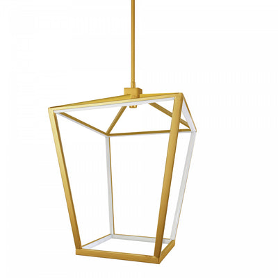 Dainolite Cage LED Pendant 46w Aged Brass Finish White Diffuser Lamp|Luminaire suspendu Cage de Dainolite blanc qui diffuse la lumière, avec fini laiton vieilli et ampoule à DEL de 46 W