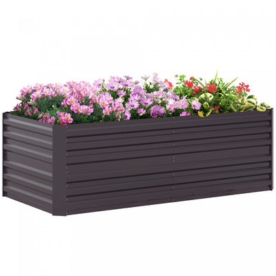 Outsunny Raised Garden Bed, 71" X 35" X 23" Galvanized Steel Planters For Outdoor Plants With Multi-|Outsunny Jardiniere Surelevee En Metal Avec Tiges Renforcees, Gris