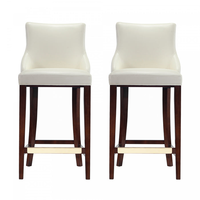 Shubert Modern Wood Upholstered Barstool in Ivory - Set of 2