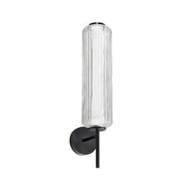 Dainolite Ramona LED Wall Sconce 10w Matte Black Clear Fluted Glass Lamp