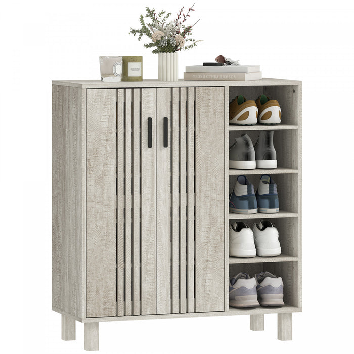 HOMCOM Shoe Cabinet with 5-tier Open Shelves for 17 Pairs Grey