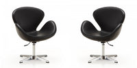 Raspberry Modern Upholstered Swivel Lounge Chair in Black - Set of 2 Accent Chair