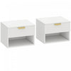 HOMCOM Floating Nightstands Set of 2, Bedside Tables with Fluted Drawer