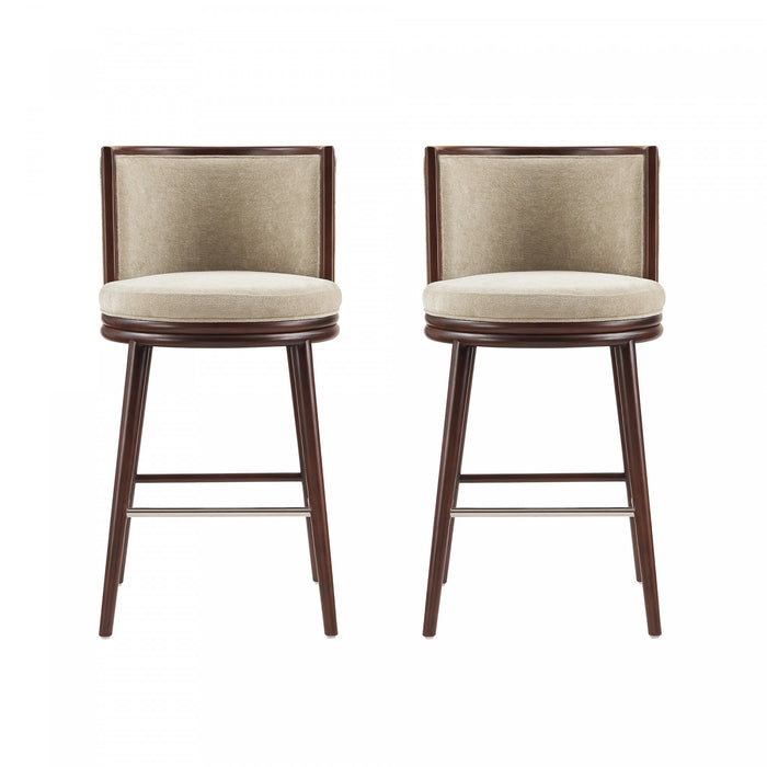 Evalyn Modern Wood Upholstered Barstool in Natural - Set of 2