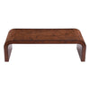 Haven 53.7" Modern Waterfall Coffee Table Rectangular Burl Veneer Table with Curved Edges, Brown | Table basse cascade rectangulaire Haven 53,7 pouces moderne placage bois avec bords arrondis, brun