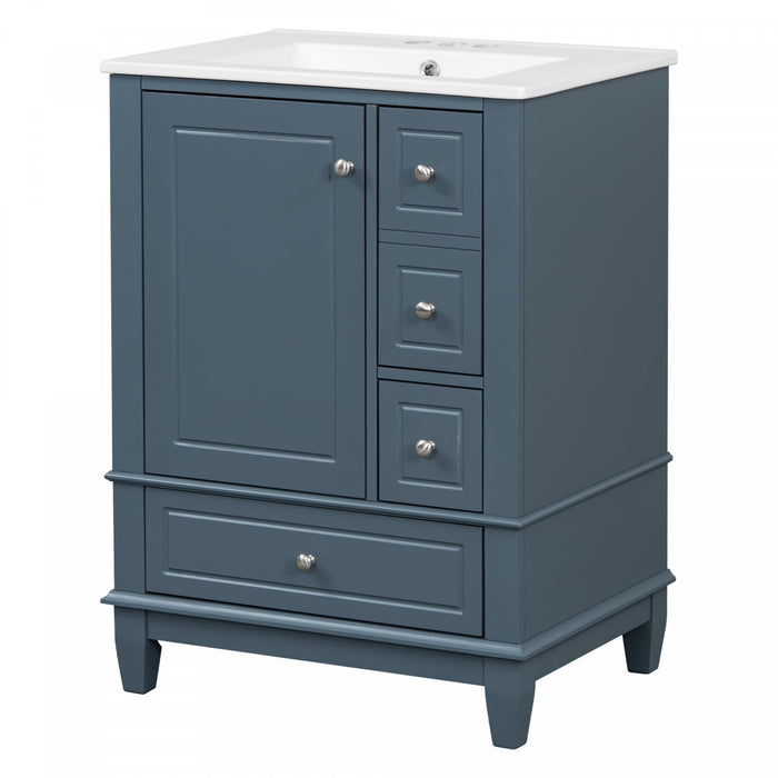 Sophia 24\" Bathroom Vanity with Ceramic Sink, Gray Blue