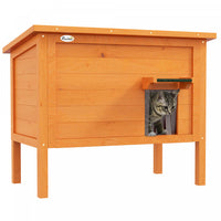 Pawhut Outdoor Cat House, Wooden Insulated Cat Shelter With Asphalt roof, removable Floor, Foam, For