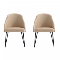 Gracie Modern Vegan Leather Metal Dining Chair in Tan and Black - Set of 2 