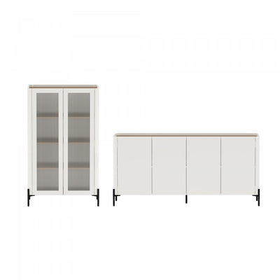 Abbey Modern 2-Piece Buffet and Bookcase in Maple and Off White | Buffet et bibliotheque modernes Abbey 2 pieces en erable et blanc casse