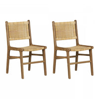Agave Rattan & Teak Dining Chair Set of 2 - Rattan & Natural