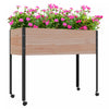 Outsunny Wooden Raised Garden Bed With Wheels, Elevated Planter Box With Metal Legs, Drainage Holes And Bed Liner, For Vegetables, Flowers, Herbs