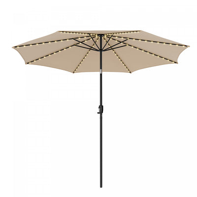 Costway 10 FT 112 LED Solar-Lighted Patio Table Market Umbrella Crank Tilt Outdoor Beige