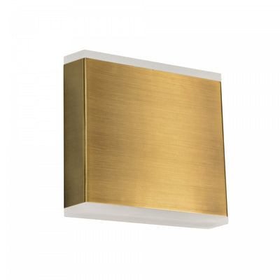 Dainolite Emery LED Wall Sconce 15w Aged Brass Frosted Acrylic Diffuser Lamp|Applique murale Emery de Dainolite en acrylique givré qui diffuse la lumière, avec fini laiton vieilli et ampoule à DEL de 15 W
