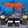 Costway 10' Hanging Solar LED Umbrella Patio Sun Shade Offset Market W/Base Orange