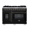 Forno Capriasca 48" Black Gas Range 6.58 cu.ft -FFSGS6460-48BLK | Cuisiniere a gaz noire Capriasca 48 pouces, 6,58 pi³ – FFSGS6460-48BLK