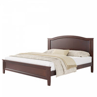Benson Full Size Solid Wood Platform Bed with Stylish Headboard, Brown 